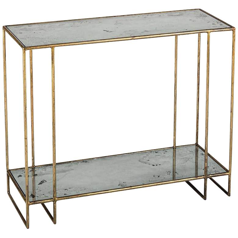 Image 1 Mirage 36 inch Wide Antique Mirrored and Gold Console Table