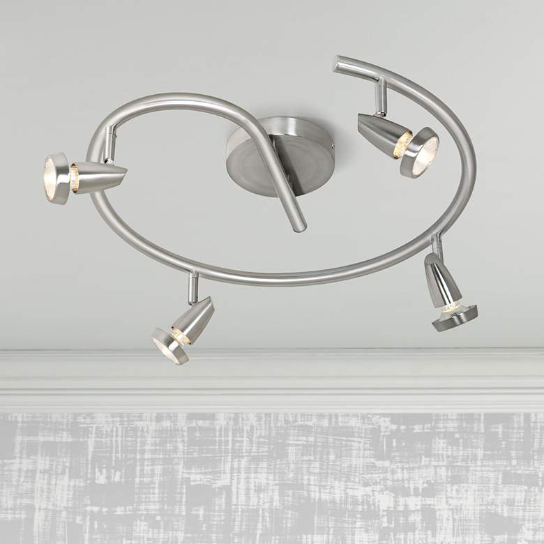 Image 1 Mirage 4-Light Brushed Steel Spiral LED Track Fixture