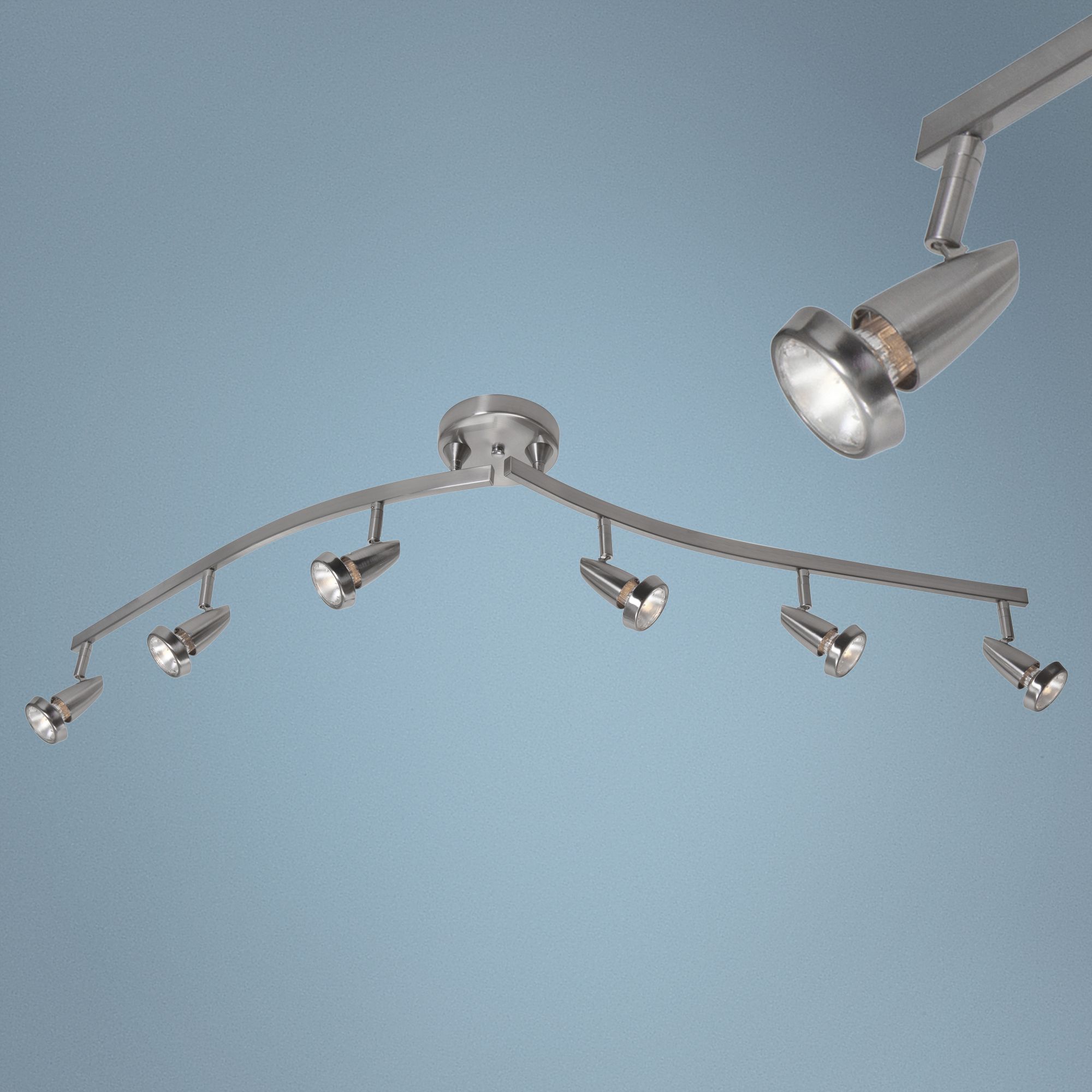 Contemporary Complete Track Kits Track Lighting Page 2 Lamps Plus   Mirage 6 Light Brushed Steel Adjustable Led Track Fixture  24v52cropped 