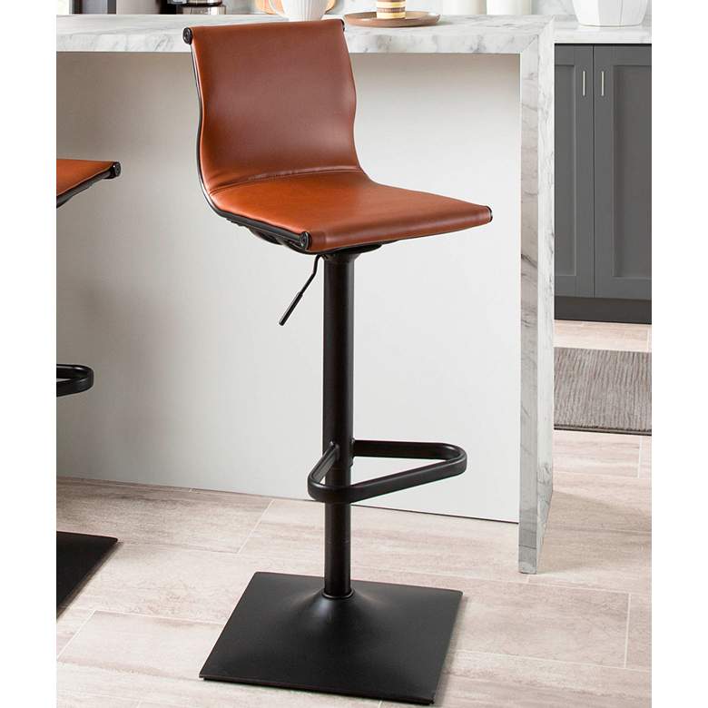Image 1 Mirage Black Steel Camel Adjustable Swivel Bar Stool