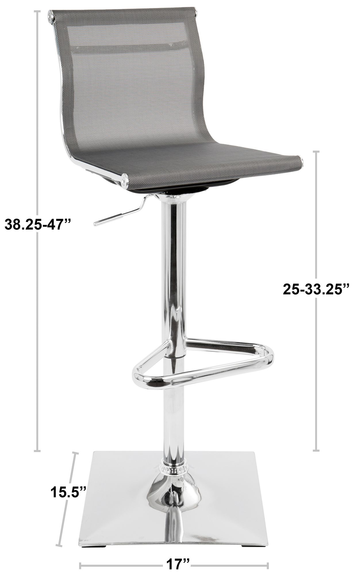 Mirage Contemporary Adjustable Barstool with Swivel in Silver by LumiSource