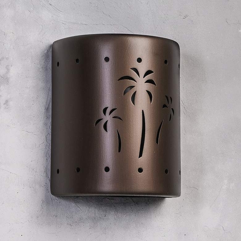 Image 1 Mirage Flats 10" High Bronze Ceramic LED Outdoor Wall Light