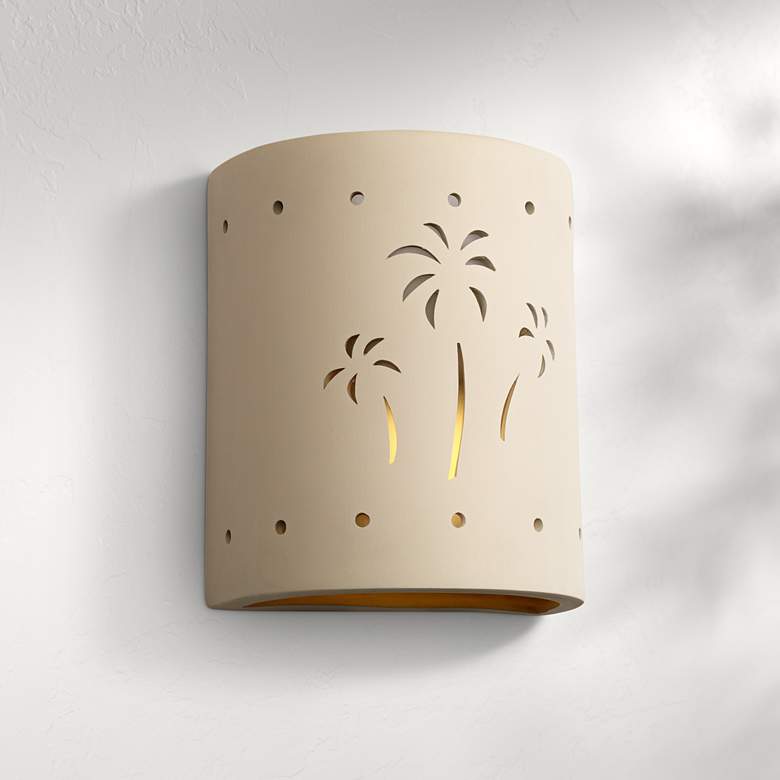 Image 1 Mirage Flats 10" High Palm Trees Ceramic LED Outdoor Wall Light