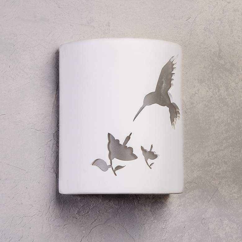 Image 1 Mirage Flats 10"H White Hummingbird LED Outdoor Wall Light