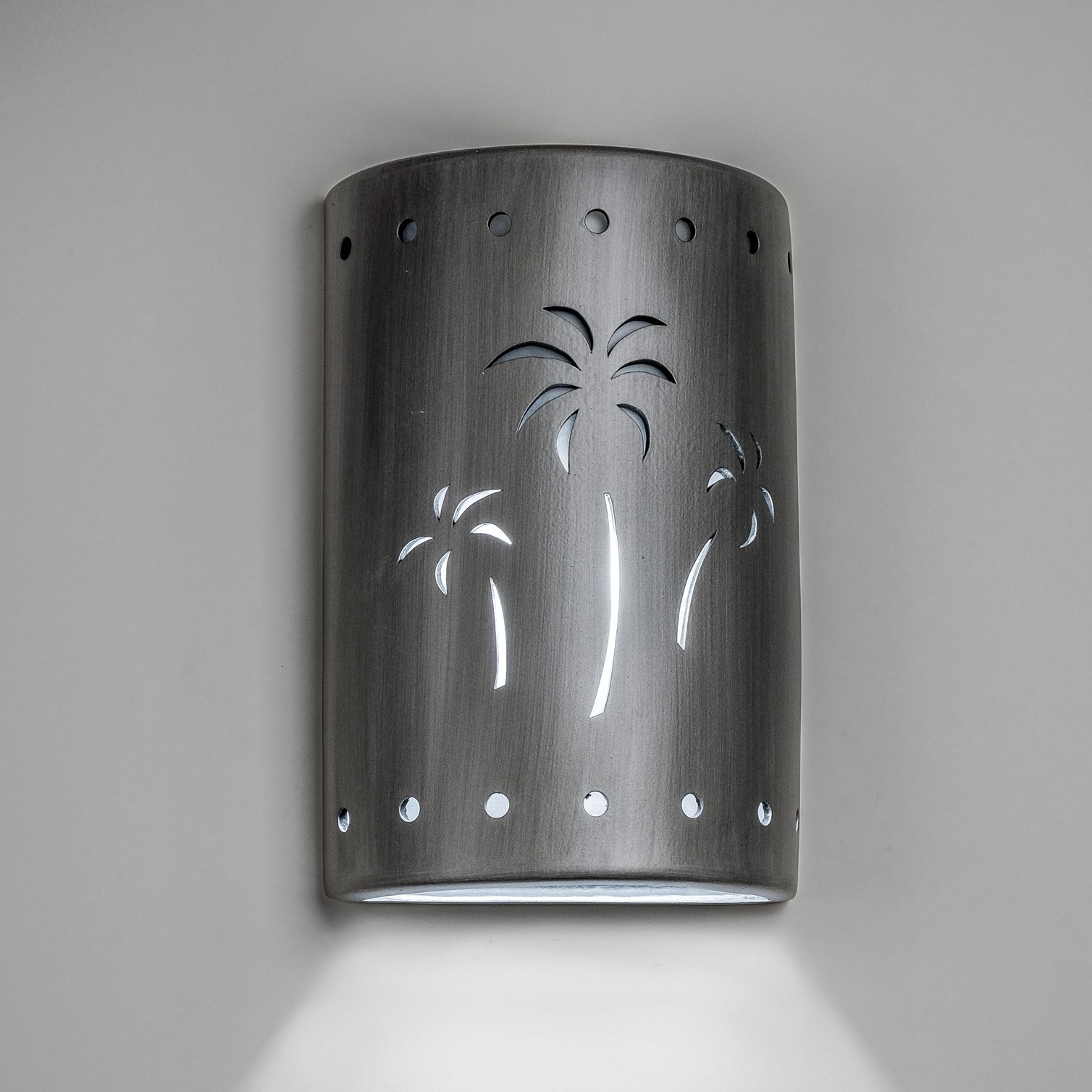 Mirage-flats-15-inch-high-ceramic-pewter-up/down-LED-outdoor-wall-light