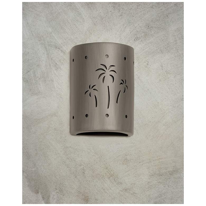 Image 3 Mirage-flats-8.5-inch-high-ceramic-pewter-up/down-LED-outdoor-wall-light more views