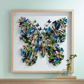 Image2 of Mirage Multi-Color Butterfly 32"w x 32"h Square Framed Wall Art