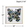 Mirage Multi-Color Butterfly 32"w x 32"h Square Framed Wall Art in scene