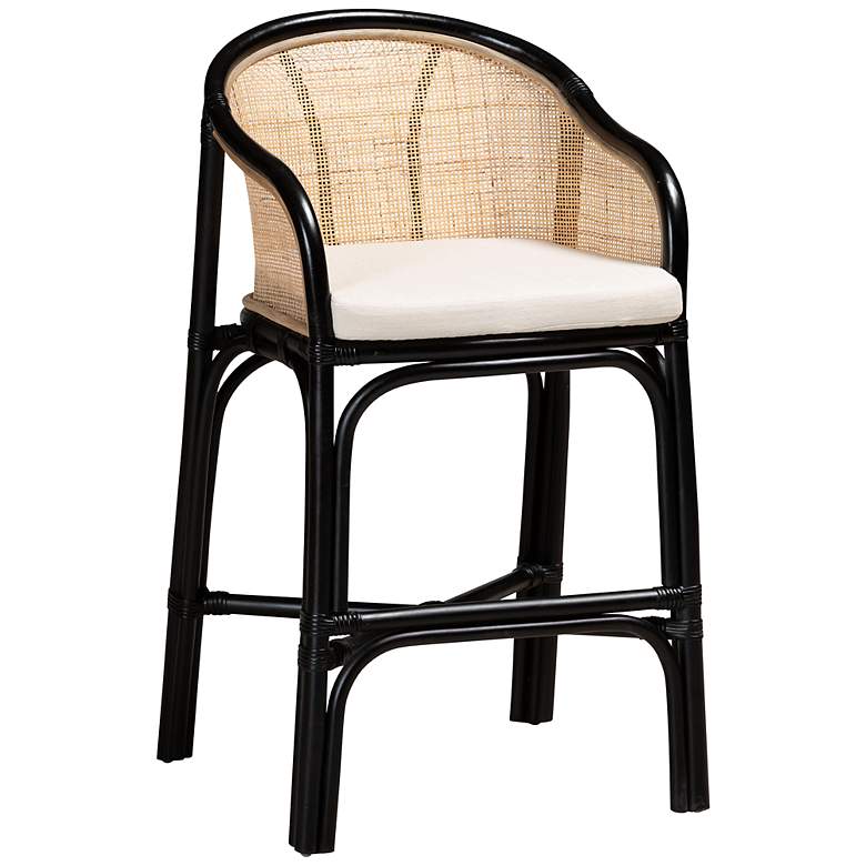 Image 2 Miranda 23 1/2" Natural Brown Black Rattan Counter Stool