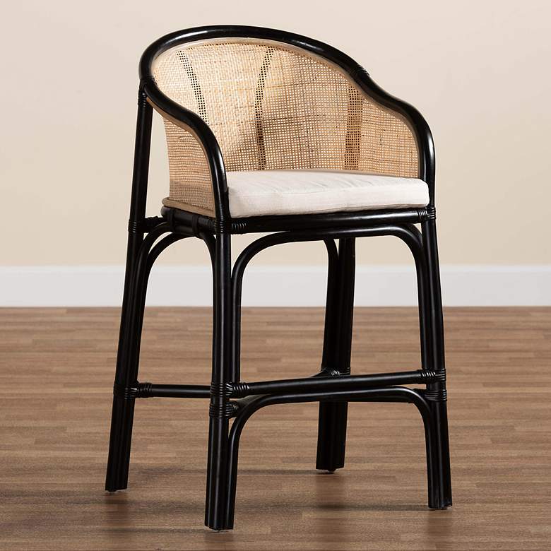 Image 1 Miranda 23 1/2" Natural Brown Black Rattan Counter Stool