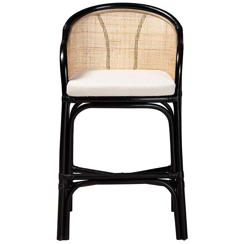 Image 6 Miranda 23 1/2" Natural Brown Black Rattan Counter Stool more views