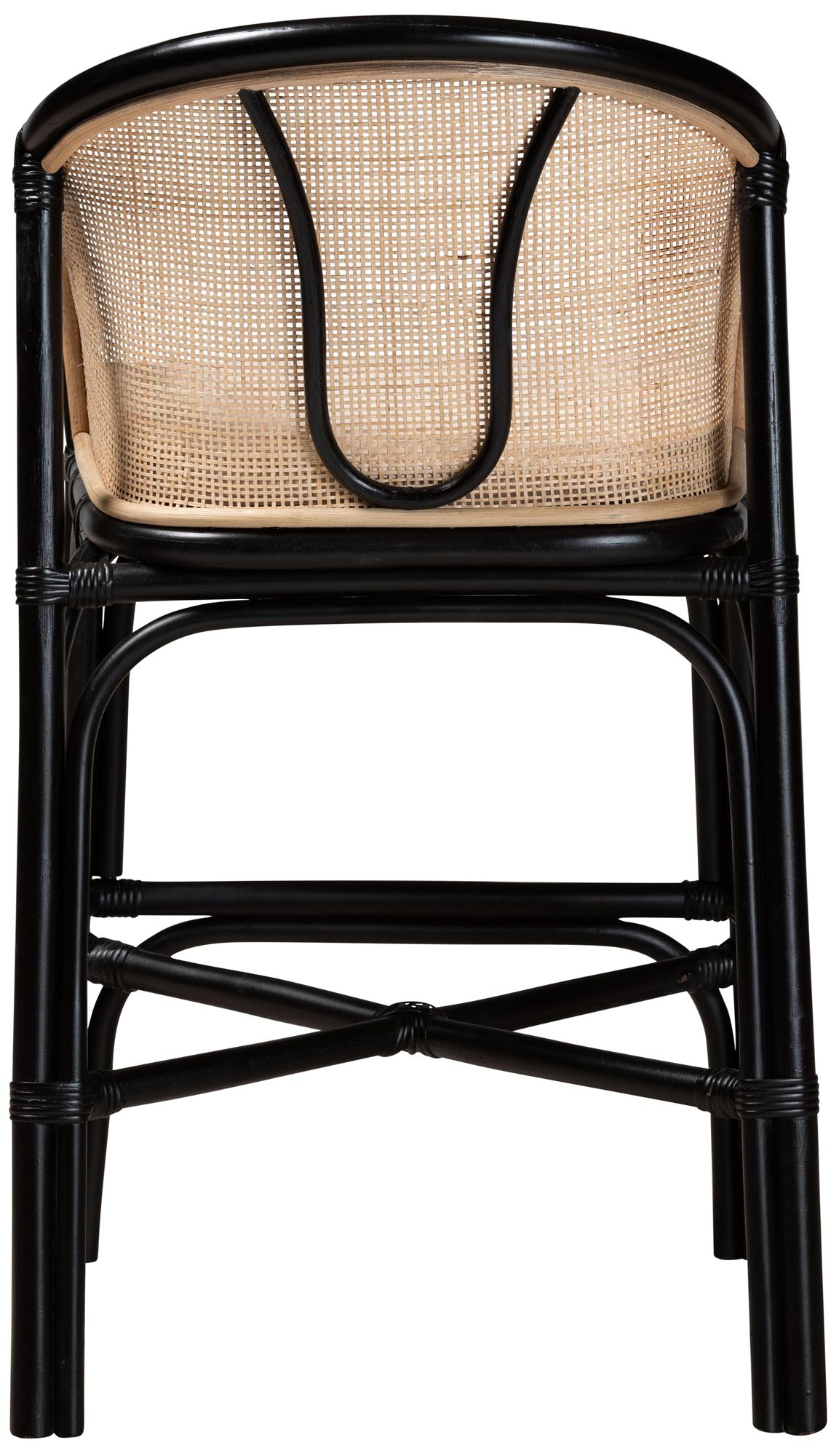Miranda 23 1/2" Natural Brown Black Rattan Counter Stool