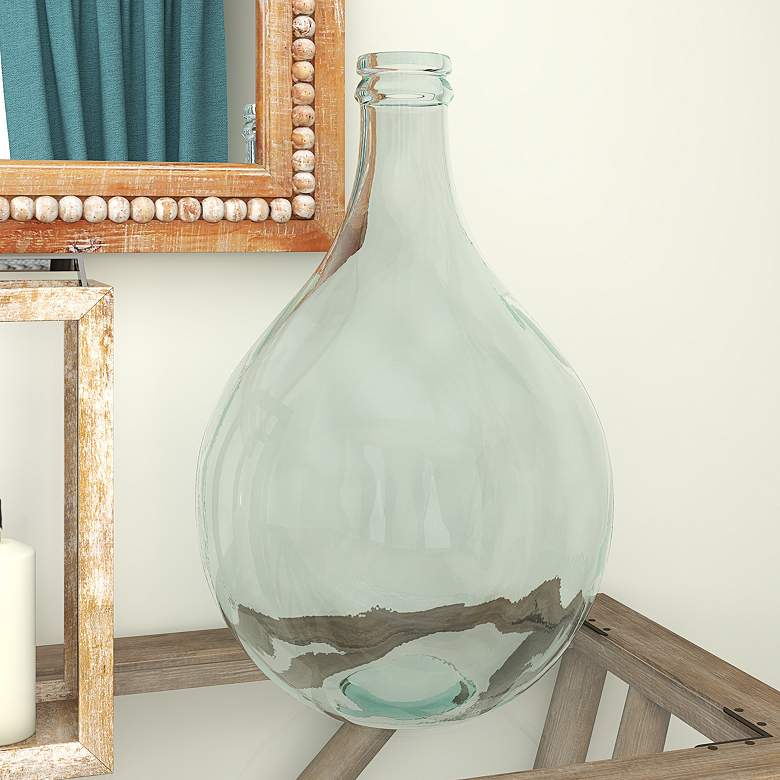 Image 1 Miranda Blue Glass 17" High Decorative Lightbulb-Shaped Vase