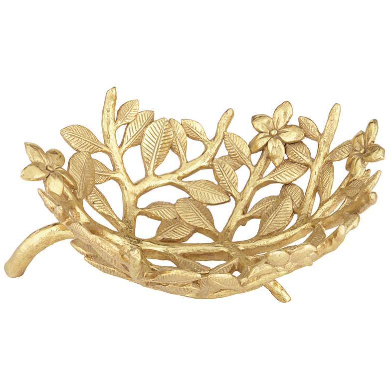 Image 2 Miranda Matte Gold Openwork Floral Decorative Bowl