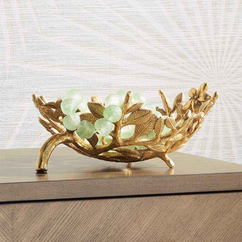 Image 1 Miranda Matte Gold Openwork Floral Decorative Bowl
