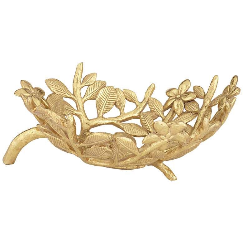Image 4 Miranda Matte Gold Openwork Floral Decorative Bowl more views