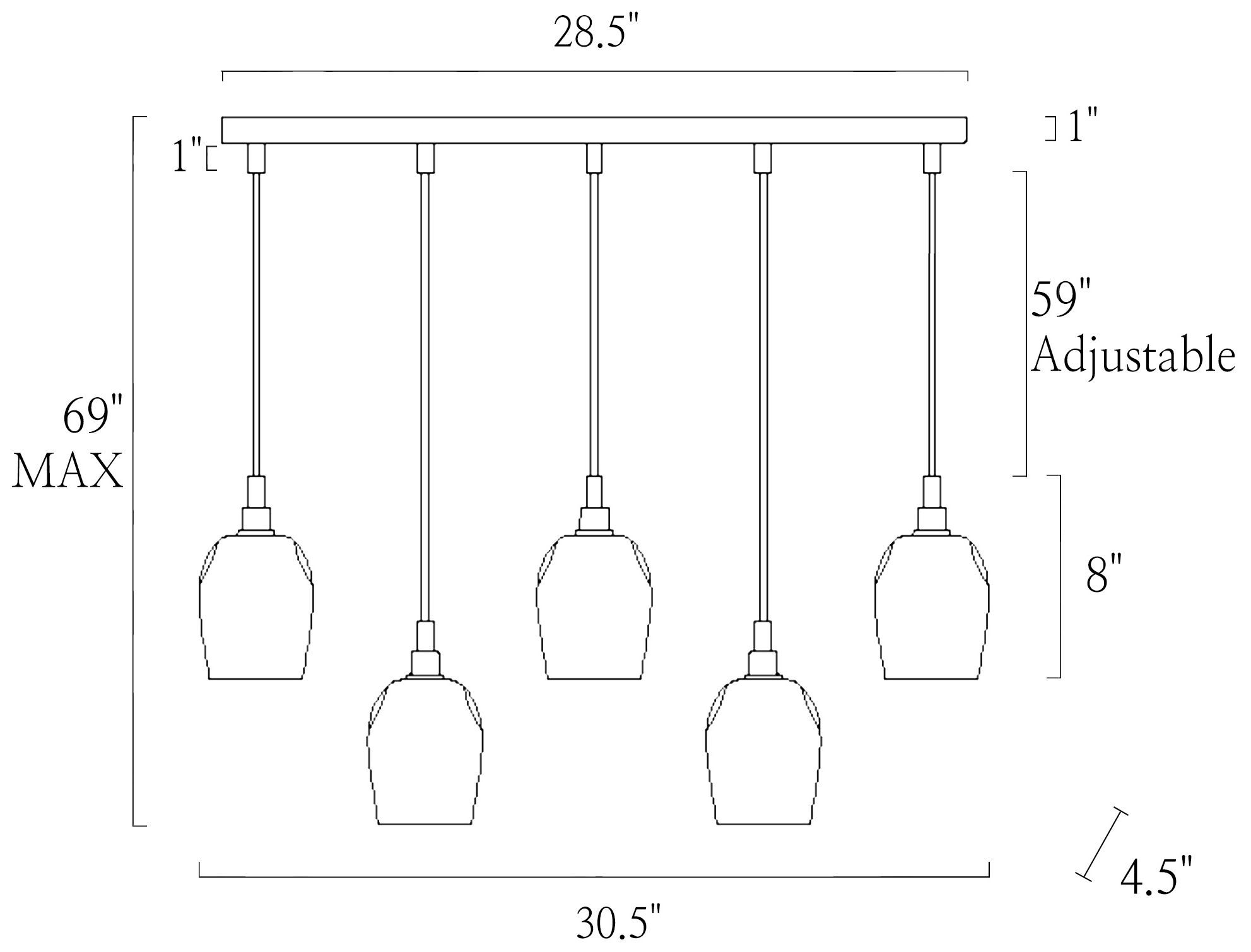 Image 5 Miren 30.3"W Polished Brass 5-Light Glass Drop Chandelier more views
