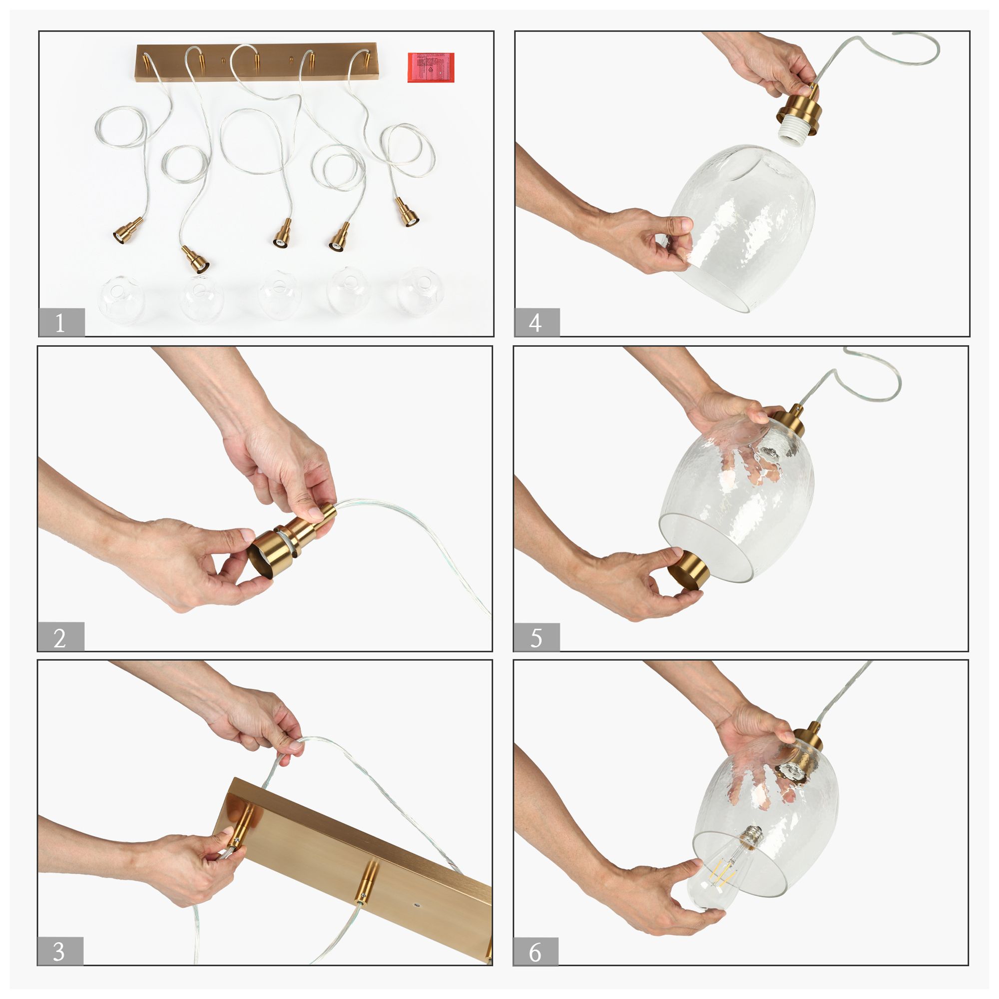 Image 6 Miren 30.3"W Polished Brass 5-Light Glass Drop Chandelier more views