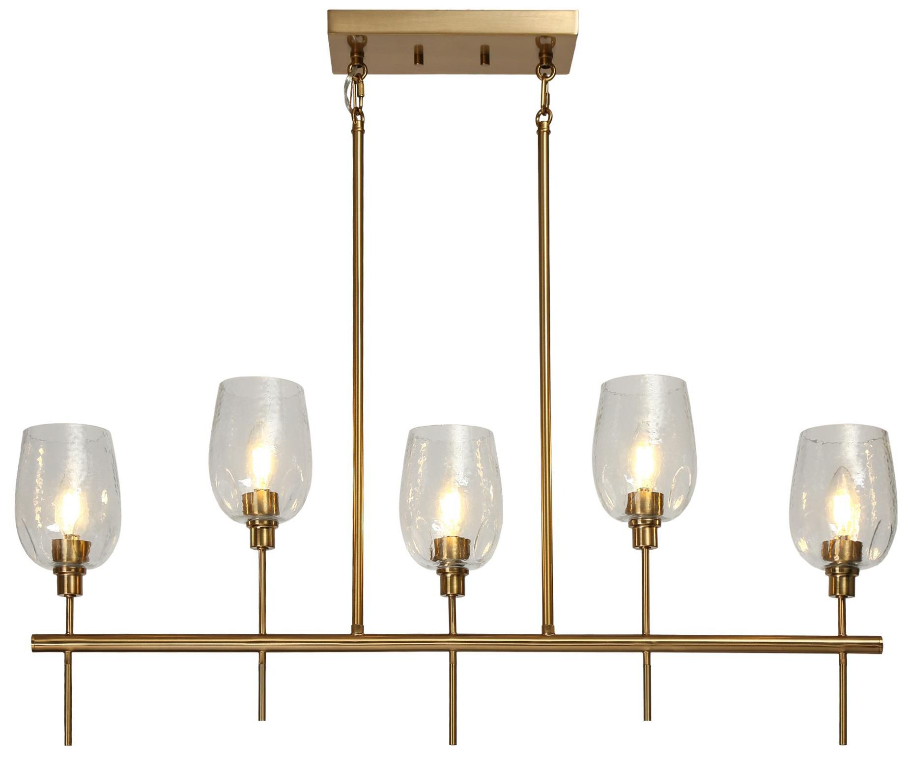 Image 2 Miren 36.6"W Polished Brass 5-Light Glass Linear Chandelier