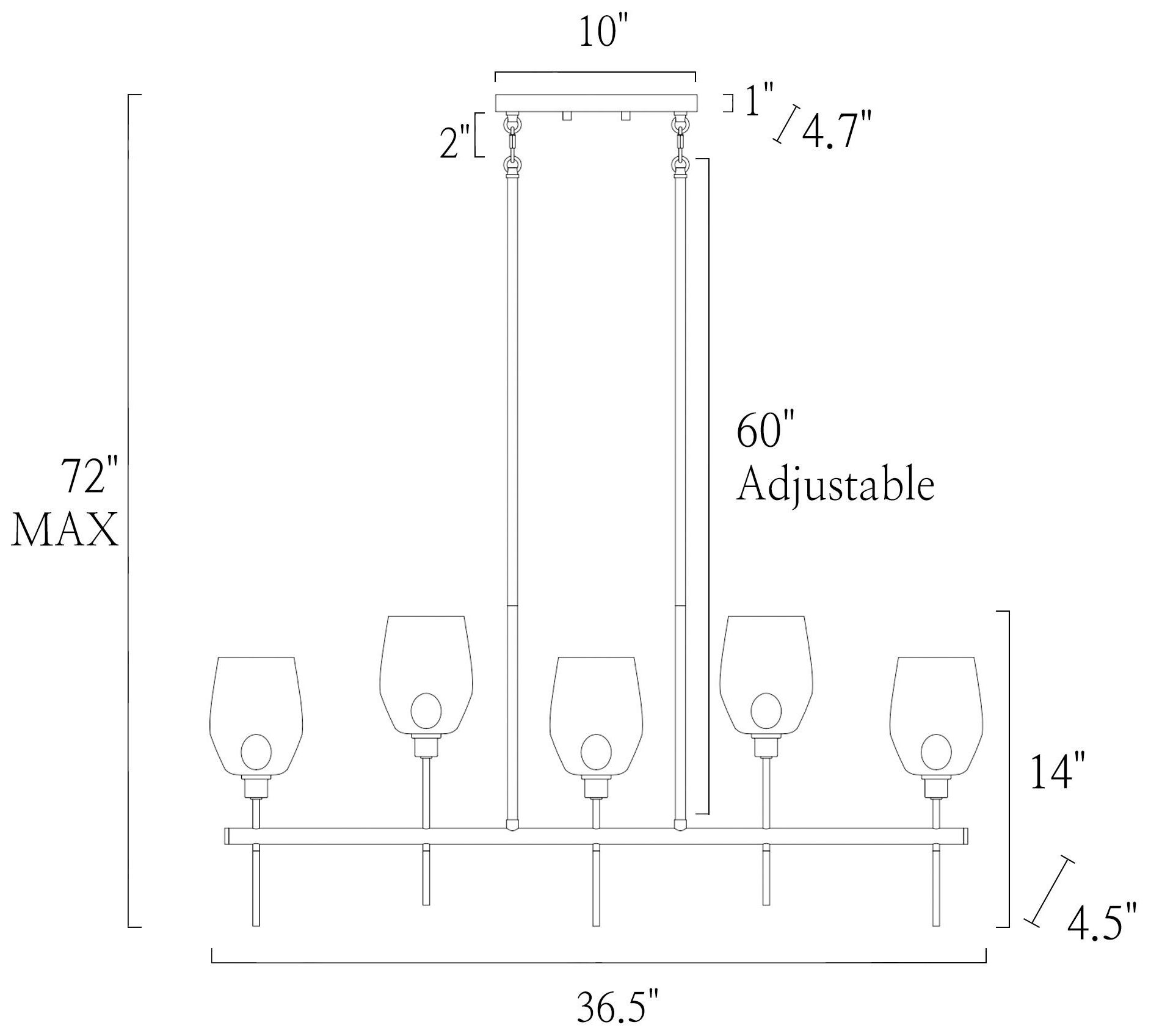 Image 3 Miren 36.6"W Polished Brass 5-Light Glass Linear Chandelier more views