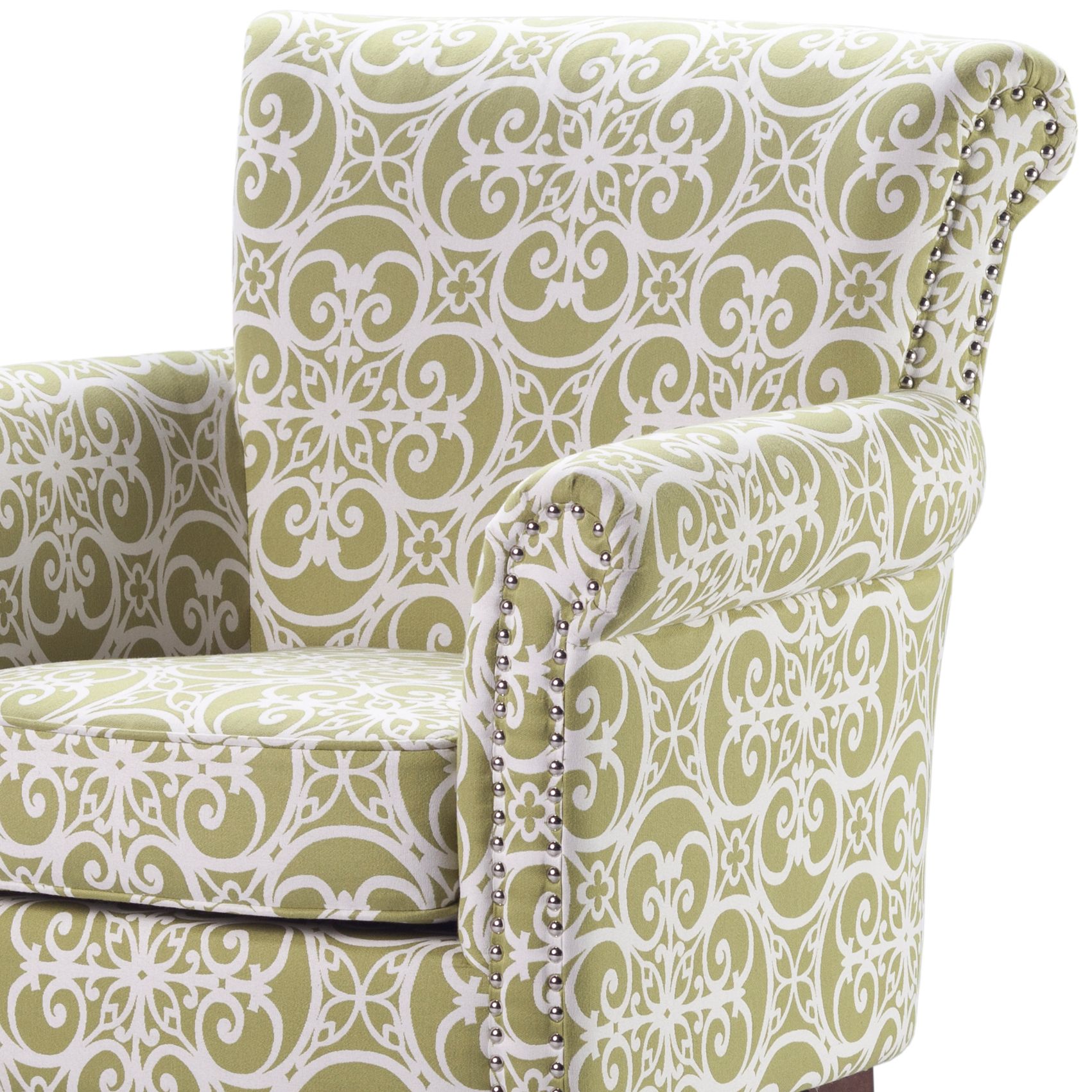 green and white accent chair