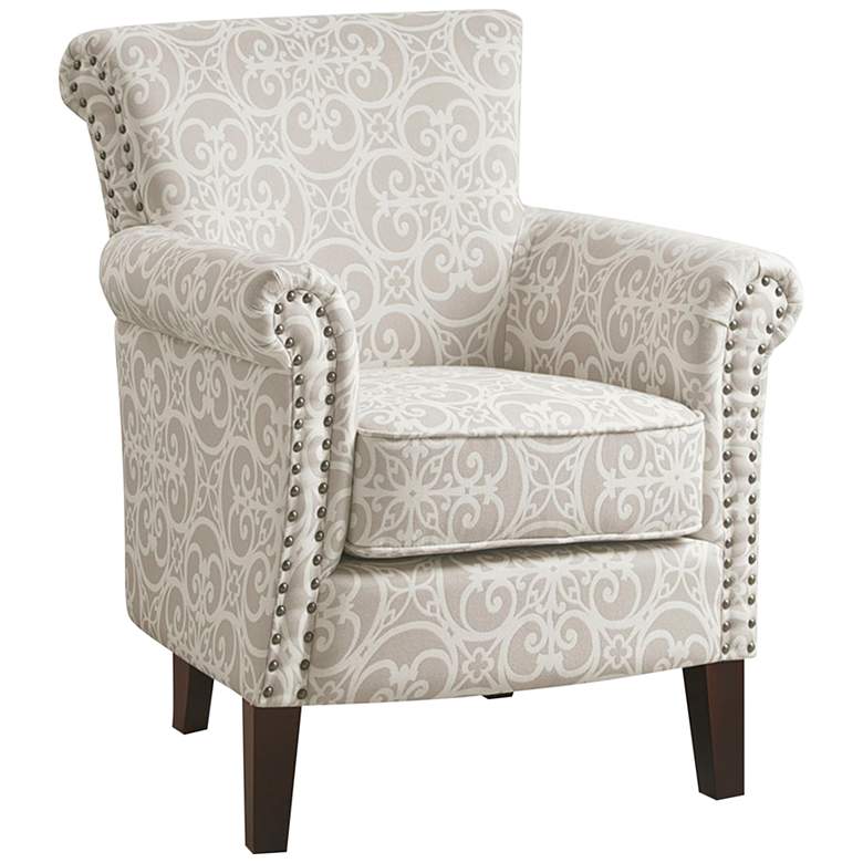 Image 2 Miri Natural Fretwork Fabric Tight Back Club Chair