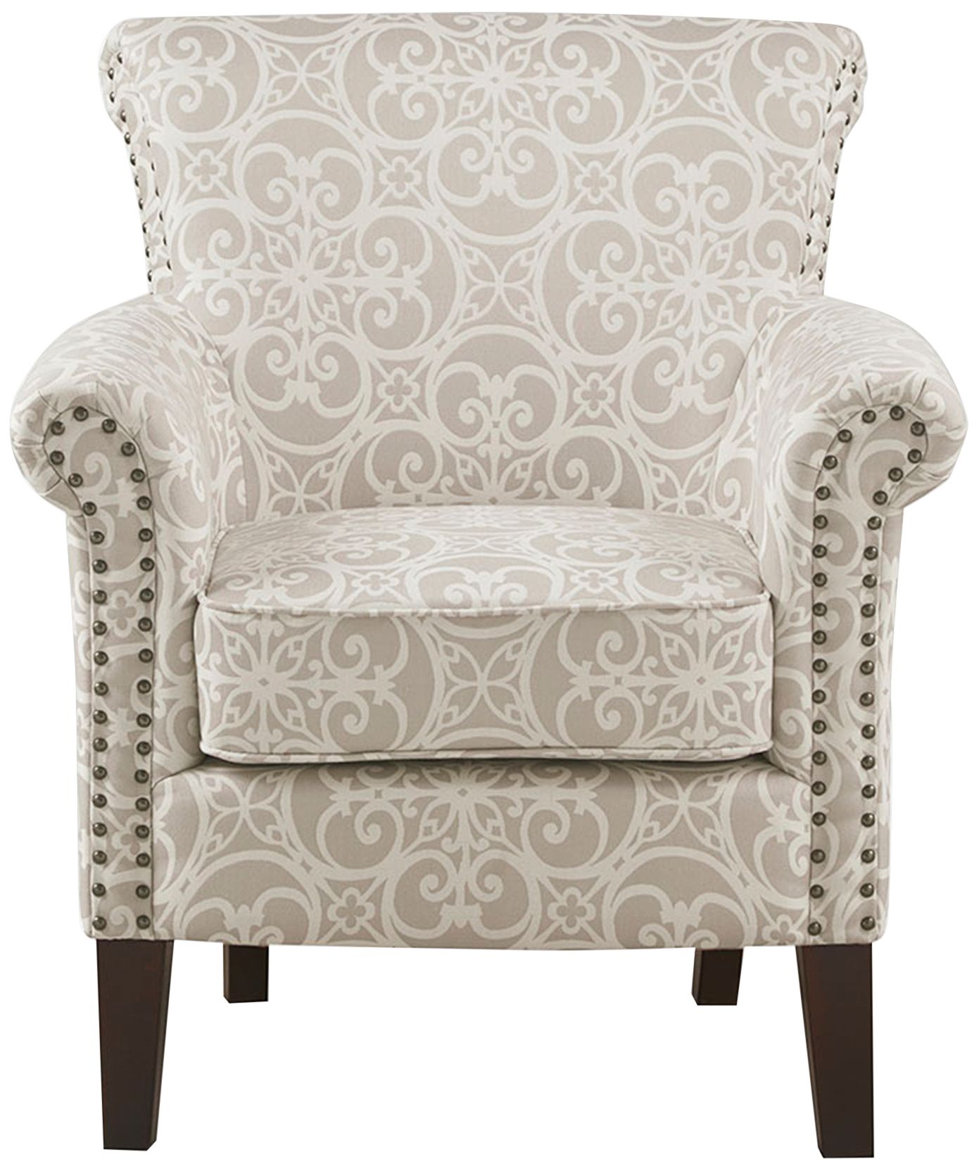 Miri Natural Fretwork Fabric Tight Back Club Chair