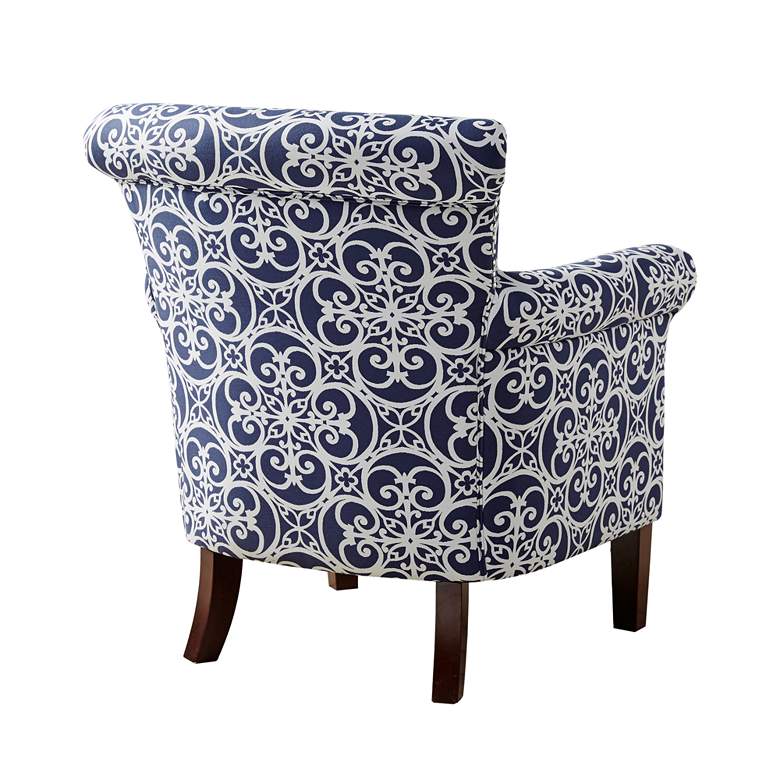 Image 5 Miri Navy and White Lacy Geometric Pattern Club Chair more views