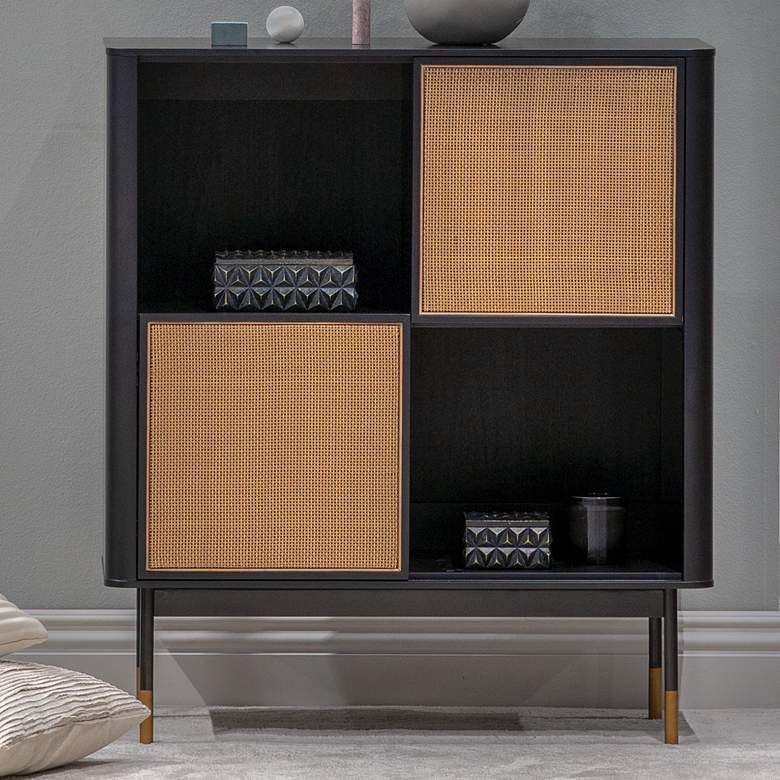 Image 1 Miriam 33 1/2" Wide Black Wood 2-Door Cabinet