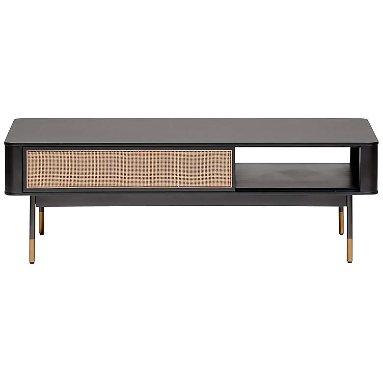 Image 1 Miriam 47 1/4 inch Wide Black Wood 1-Drawer Coffee Table