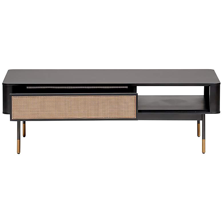 Image 5 Miriam 47 1/4 inch Wide Black Wood 1-Drawer Coffee Table more views