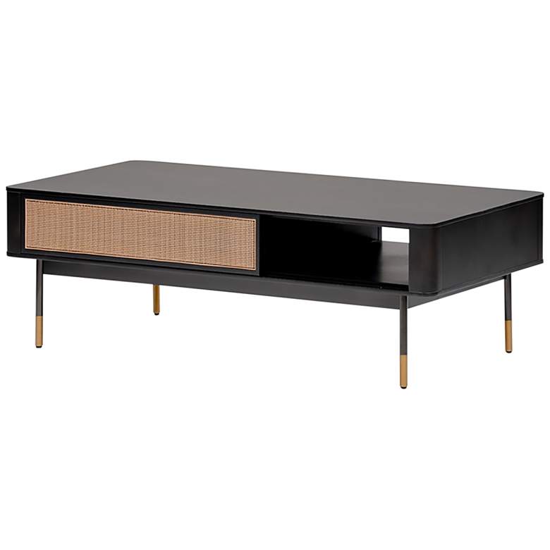 Image 6 Miriam 47 1/4 inch Wide Black Wood 1-Drawer Coffee Table more views