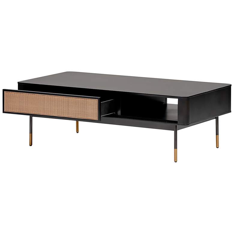 Image 7 Miriam 47 1/4 inch Wide Black Wood 1-Drawer Coffee Table more views