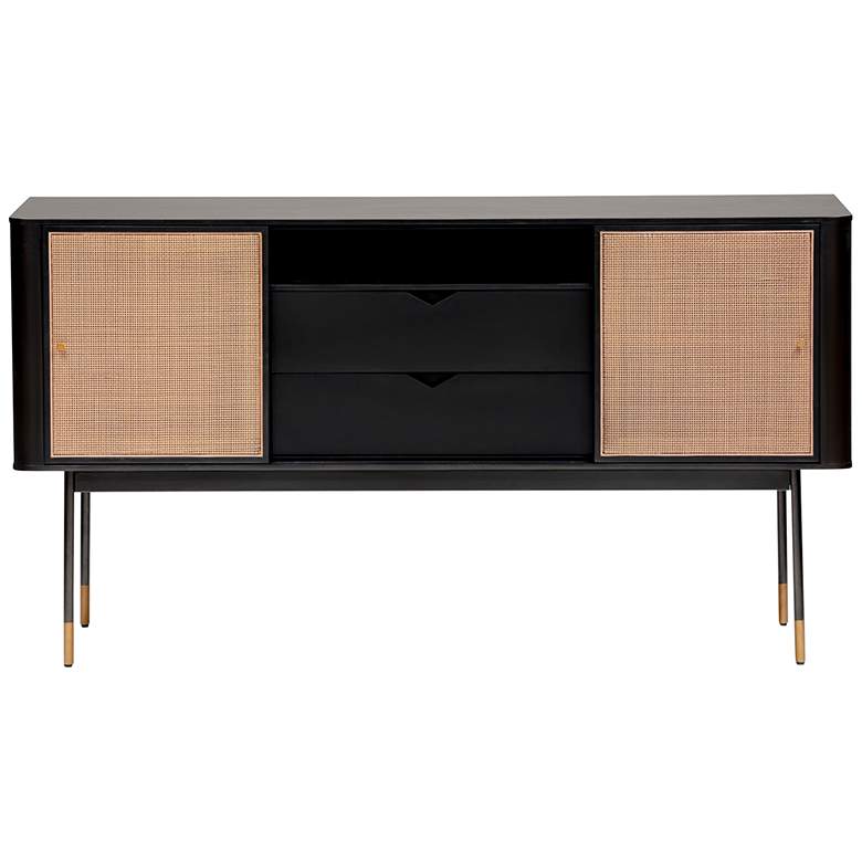 Image 1 Miriam 59" Wide Black Wood 2-Drawer Sideboard
