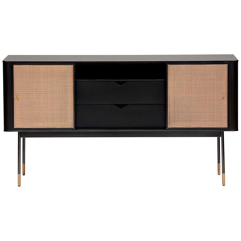 Image 1 Miriam 59 inch Wide Black Wood 2-Drawer Sideboard