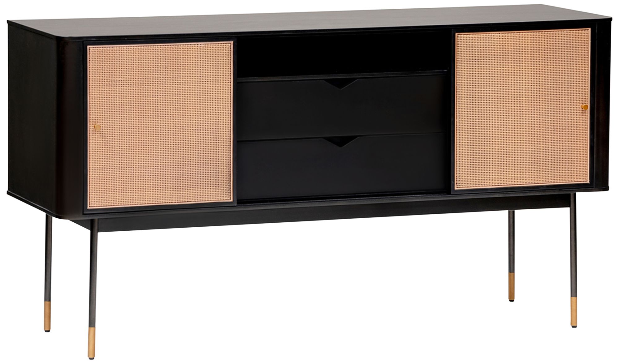 Miriam 59" Wide Black Wood 2-Drawer Sideboard