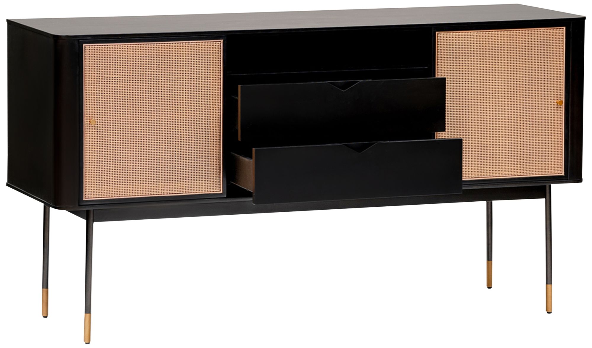 Miriam 59" Wide Black Wood 2-Drawer Sideboard
