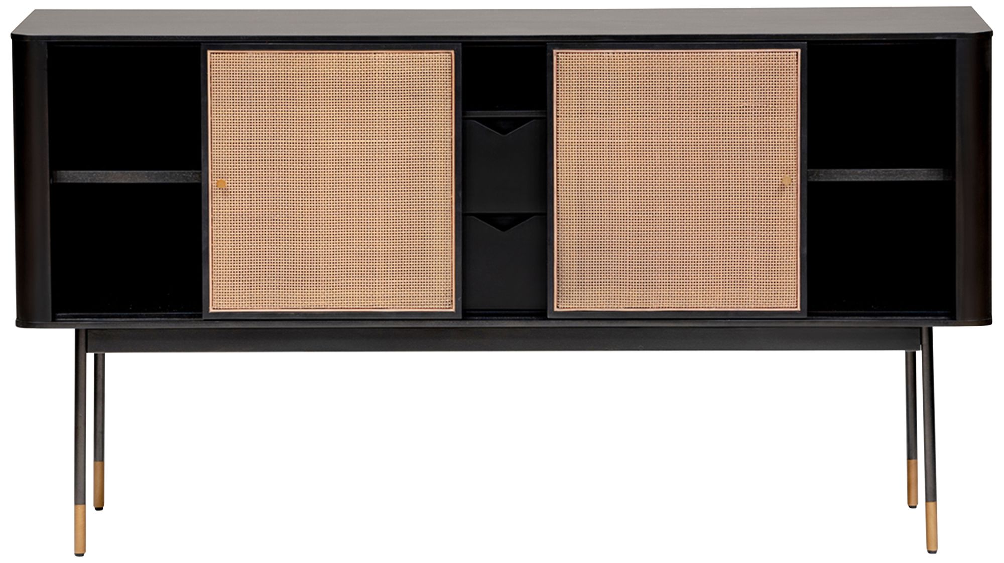 Miriam 59" Wide Black Wood 2-Drawer Sideboard