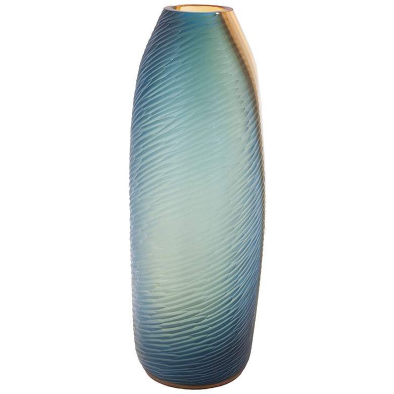 Image 2 Mirina 16 1/2" High Blue and Amber Glass Decorative Vase more views