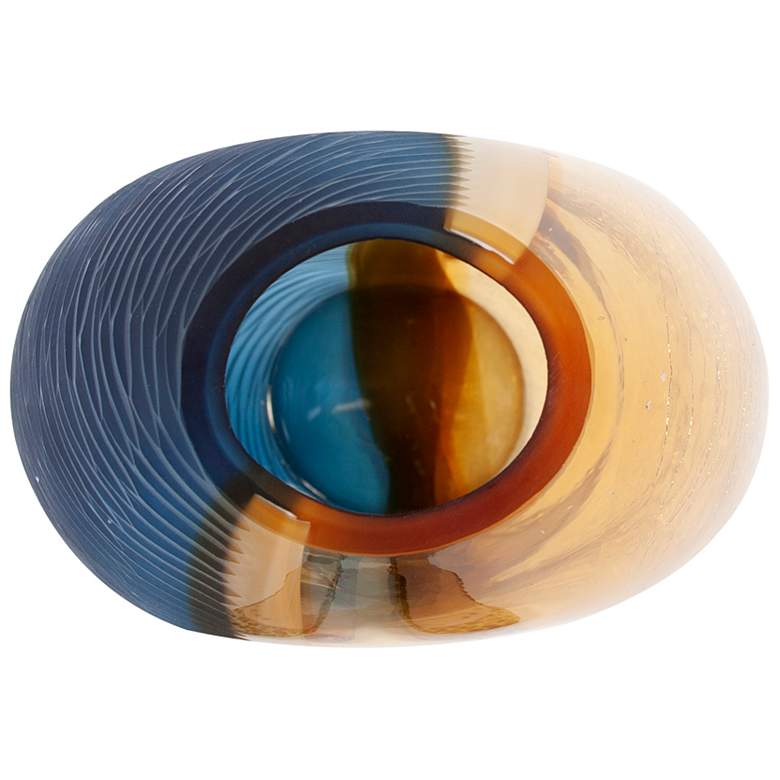 Image 3 Mirina 16 1/2" High Blue and Amber Glass Decorative Vase more views