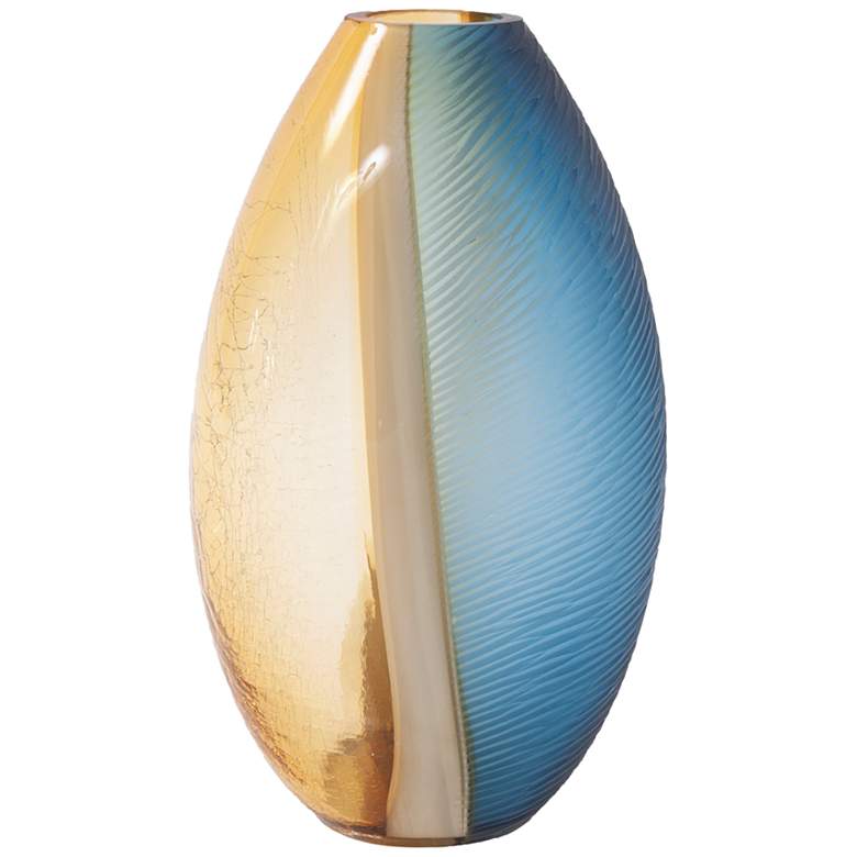 Image 6 Mirina 16 1/2" High Blue and Amber Glass Decorative Vase more views