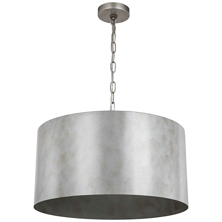 Image 4 Miro 20" Wide Vintage Silver Drum Pendant Light more views