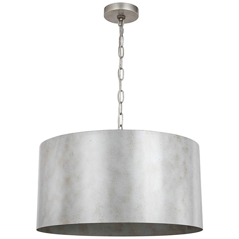 Image 6 Miro 20" Wide Vintage Silver Drum Pendant Light more views