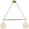 Miro 9" LED White Bubble Glass Oak Crossbar Chandelier w/ Brass Accent