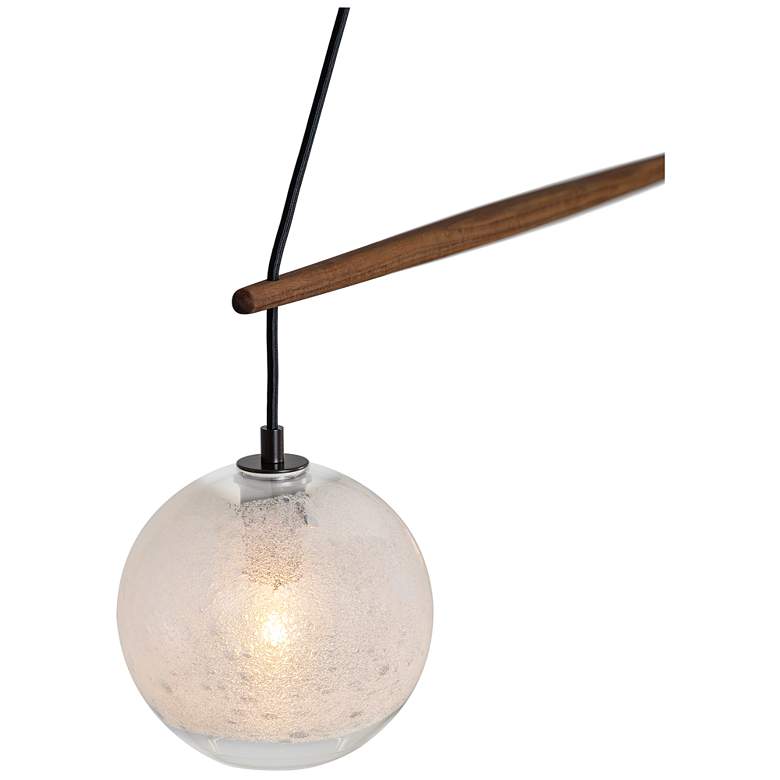 Image 1 Miro 9" Wide Clear Bubble Glass Walnut Crossbar Chandelier w/ Black Ac