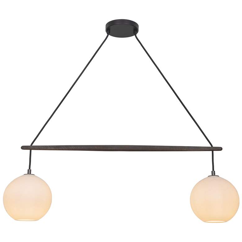 Image 1 Miro 9" Wide LED Bubble Glass Dark Walnut Crossbar Chandelier Black Ac