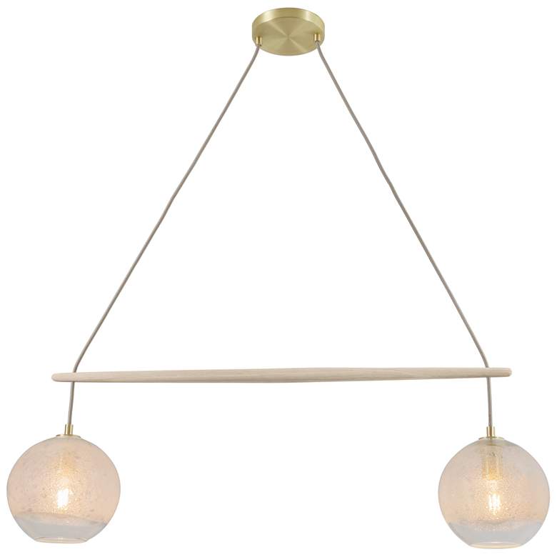 Image 1 Miro 9" Wide LED Clear Bubble Glass Oak Crossbar Chandelier w/ Brass A