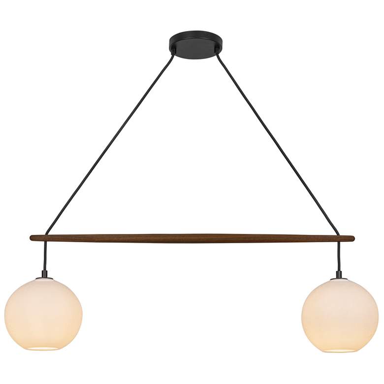 Image 1 Miro 9" Wide LED White Bubble Glass Walnut Crossbar Chandelier Black A