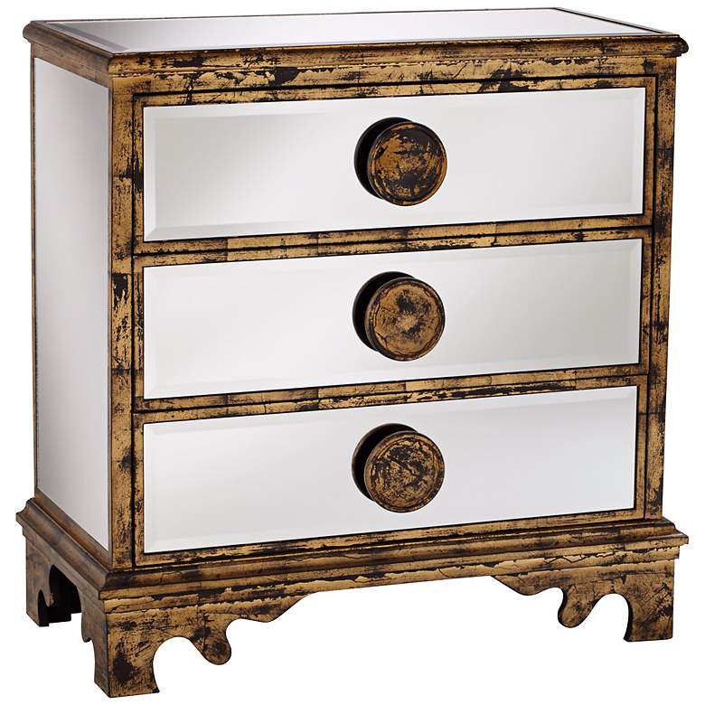 Image 1 Mirror and Aged Gold 3-Drawer Chest