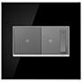 Mirror Black 2-Gang Real Metal Wall Plate with Switch and Dimmer